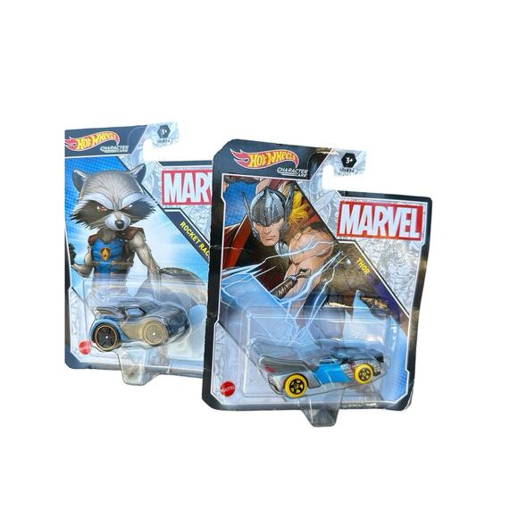 Marvel Hot Wheels Thor and Rocket Cars - Picture 1 of 10